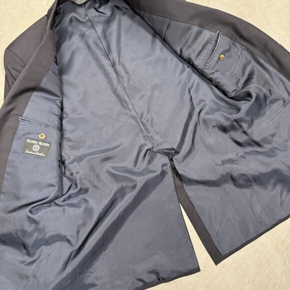 Harry Rosen Samuelsohn Blazer 110's Wool Sport Coat Navy Blue Metal Buttons 42T - Picture 6 of 9